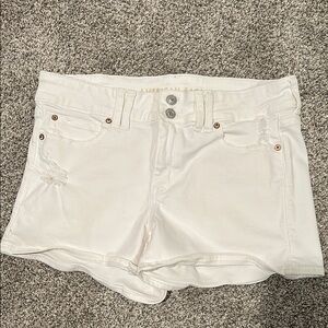 American Eagle Distressed White Jean Shorts